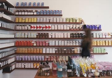 shelves of colourfully packaged chocolate bars