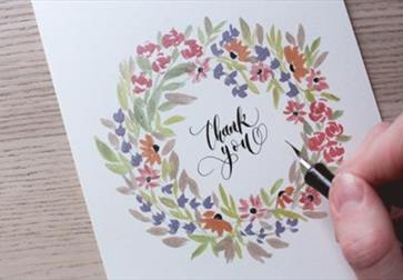 'Thank you' written using calligraphy