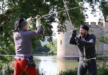 Call to arms outside of Bodiam Castle