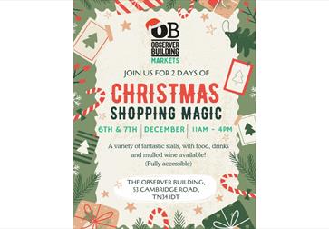 Poster for Christmas Shopping Magic at The Observer Building, Dec 6–7, 11am–4pm.