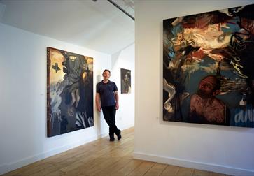 Curator Kenton Lowe at the BlackShed Gallery in Robertsbridge, East Sussex