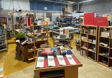 Interior of Unit 33 book bindery and print studio