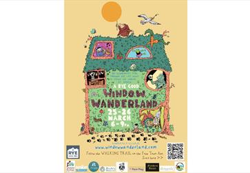 yellow poster with illustration of a house made of trees.