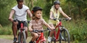 Family riding bicycles