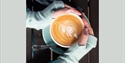 macro photo of latte coffee