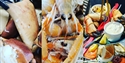 A collage of three photographs of seafood from pebbles restaurant bexhill