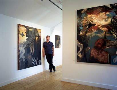 Curator Kenton Lowe at the BlackShed Gallery in Robertsbridge, East Sussex