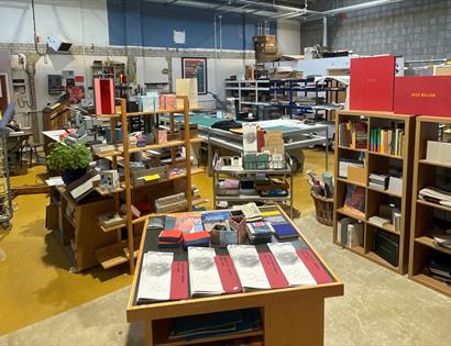 Interior of Unit 33 book bindery and print studio