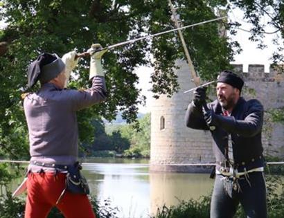 Call to arms outside of Bodiam Castle