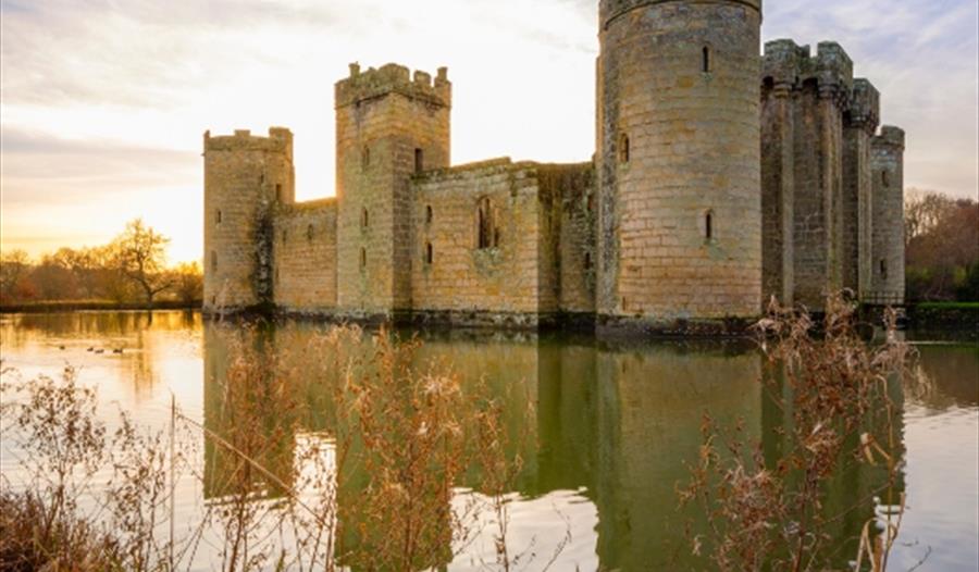 castle surrounded by large moat