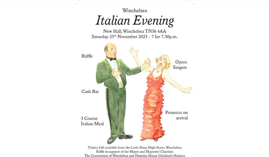 Poster for Italian evening in Winchelsea.
