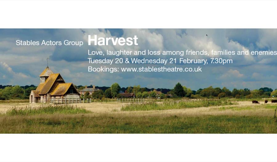 Poster for Harvest play at the Stables Theatre Hastings.