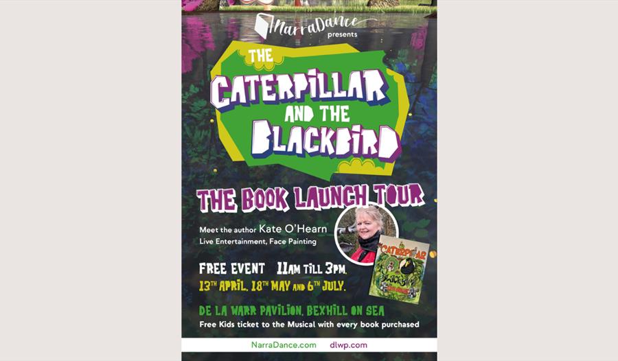 Poster for The Caterpillar and The Blackbird book launch tour with Kate O'Hearn.
