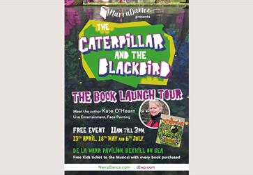 Poster for The Caterpillar and The Blackbird book launch tour with Kate O'Hearn.