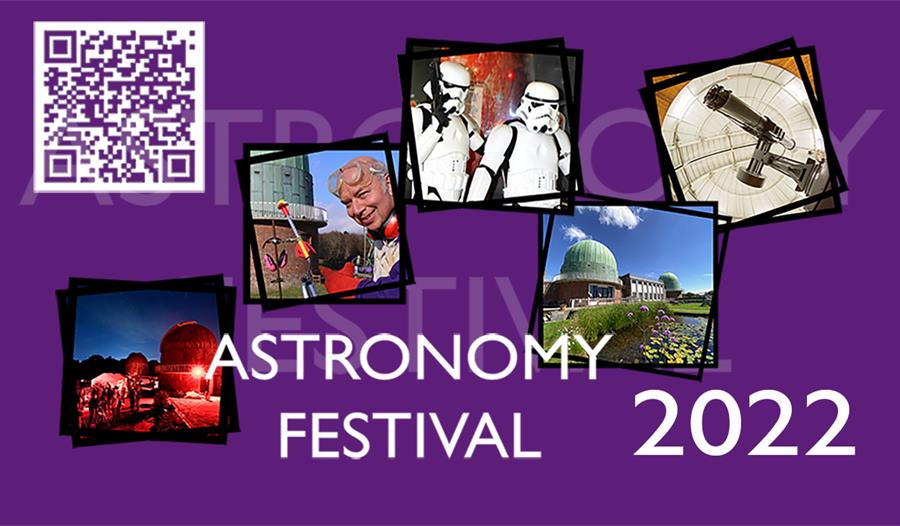 Purple poster for the astronomy festival 2022