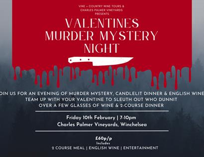 Poster for Valentine's Murder Mystery Night.