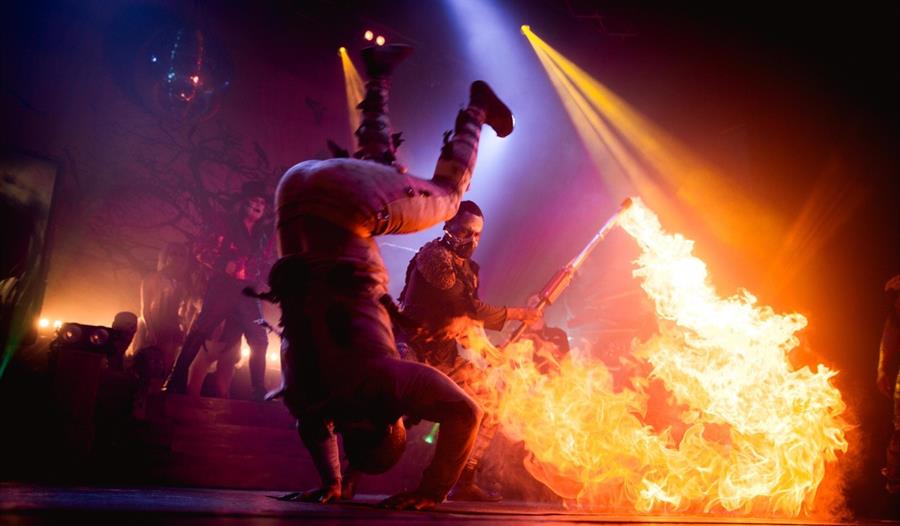 stage pyrotechnics at the circus of horrors.