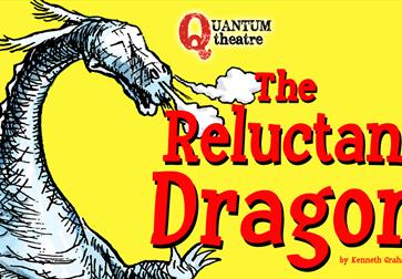 poster with sketch of dragon against yellow background. red text reads 'the reluctant dragon'.