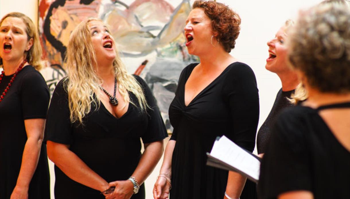 Choir singing at Free First Tuesday at the Hastings Contemporary art gallery.