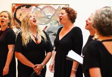 Choir singing at Free First Tuesday at the Hastings Contemporary art gallery.