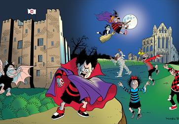 Dennis the Menace and friends at Battle Abbey cartoon