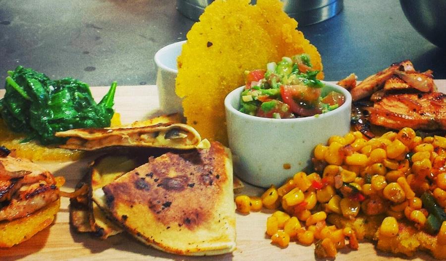 Mexican Street food on a wooden food board