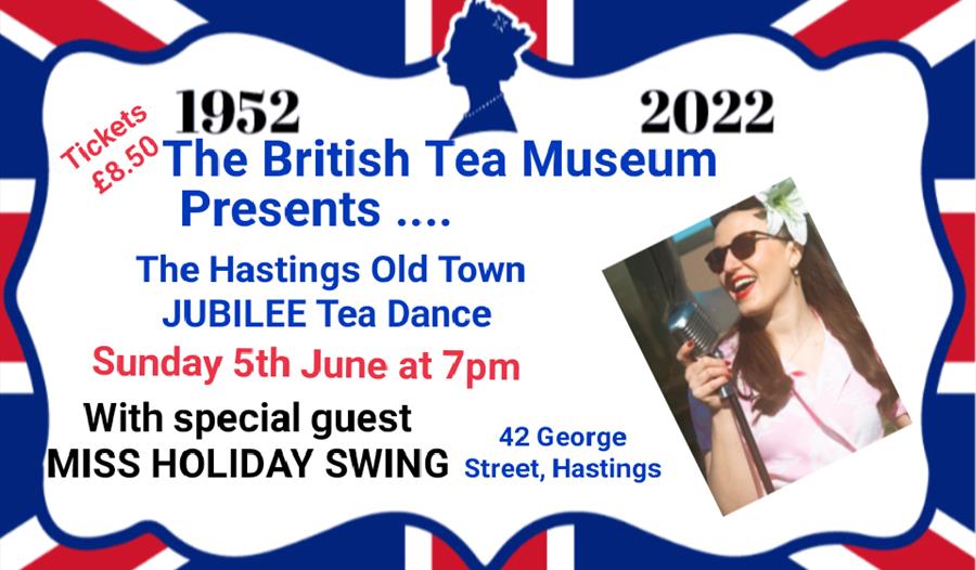 poster for tea dance with union jack border