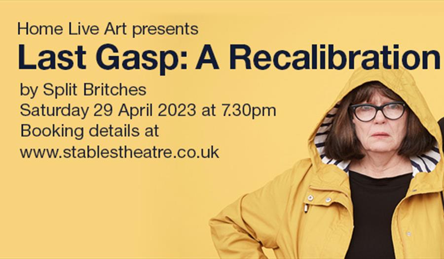Yellow poster with black text. Title reads "Last Gasp: A Recalibration".