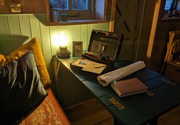 writing box and vintage ephemera at Starcroft Farm Cabins.