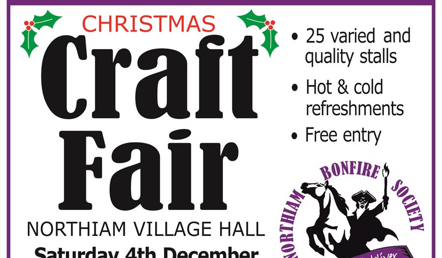 A text poster for Northiam Bonfire Society's Christmas Craft Fair, Village Hall, Saturday 4th December