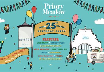Poster for Priory Meadow 25th birthday party.