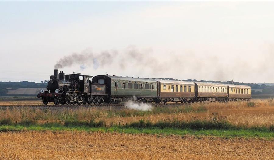 photograph of a steam train.