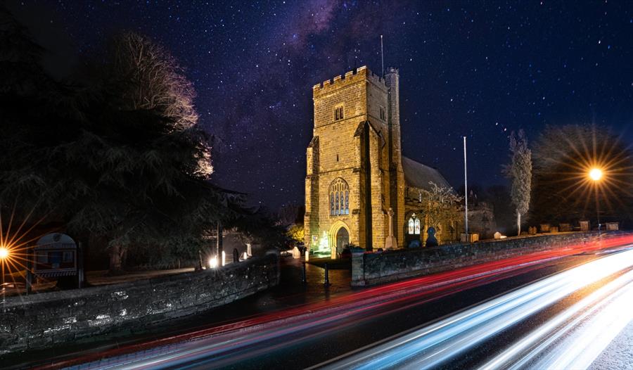 st marys church in battle at night