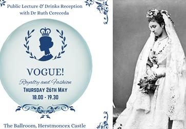 poster for public lecture Vogue! Royalty and Fashion
