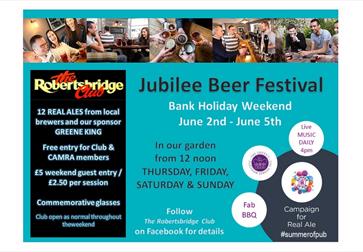 poster for jubilee beer festival at robertsbridge with same text