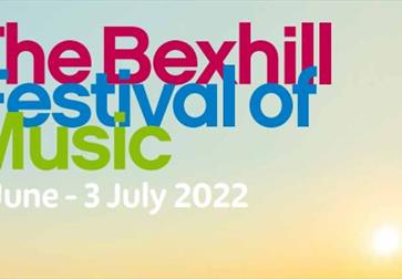 Sunset background with text overlay saying 'The Bexhill Festival of Music 5 June - 3 July 2022'.