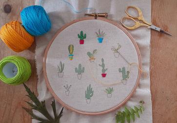 embroidery hoop with cacti design