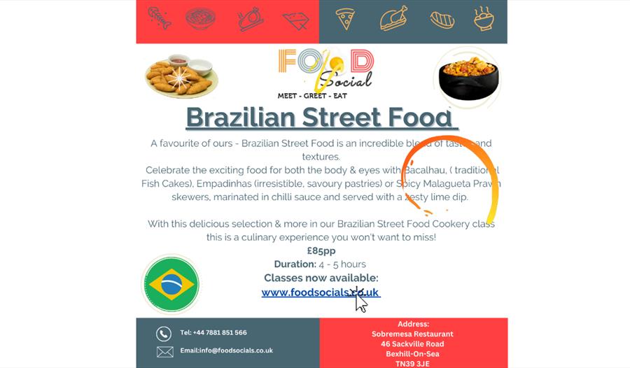 Poster for Brazilian Street Food. Text in description.