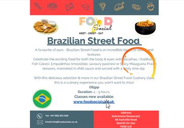 Poster for Brazilian Street Food. Text in description.