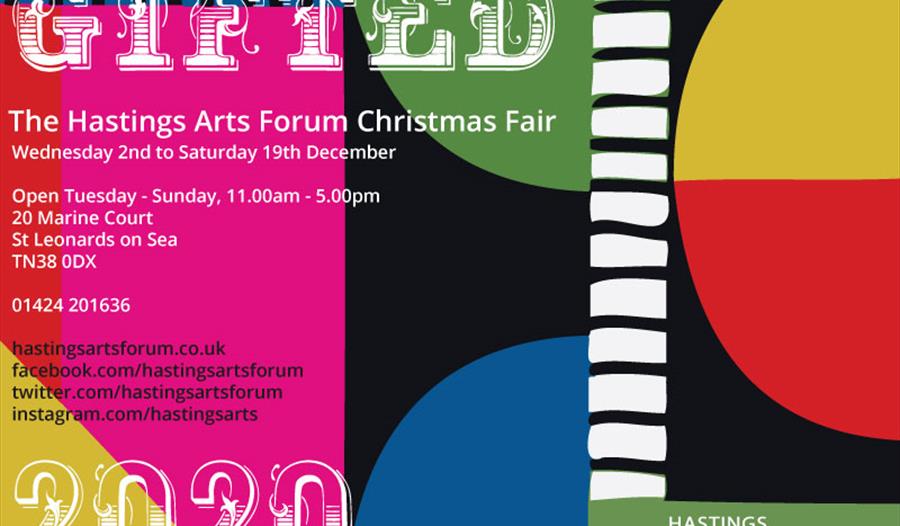 Advert for Hastings Arts Forum's Christmas Fair