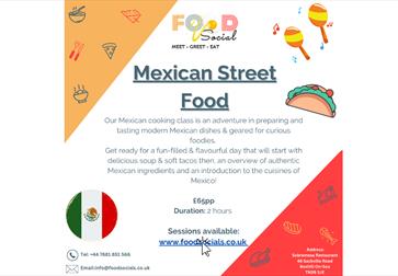 Poster for Mexican street food. text in description.