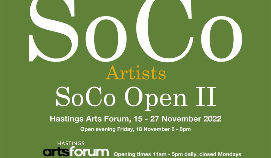 Green poster for Soco Artists Open exhibition