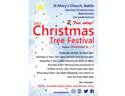 poster for christmas tree festival. Mostly text which is repeated in the main description.