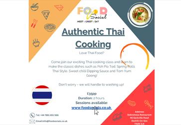 Poster for Authentic Thai Cooking. Text is in description.