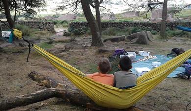 Come along to The Wolseley Centre and try new things outdoors, like swinging in a hammock (pictured).