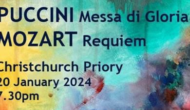 Poster for the Puccini Messa Di Gloria event with the date and event venue in text