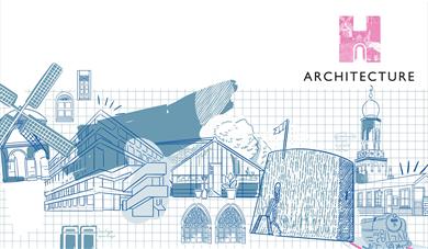 Illustration for Heritage Open Days 2025 showcasing its theme for the year: architecture