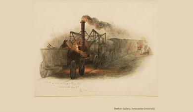 Painting of Old Locomotive Engine Wylam Coll from the Hatton Gallery, Newcastle University