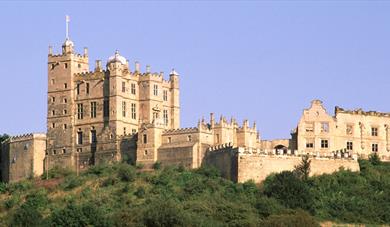 View of Bolsover Castle at the top of the hill