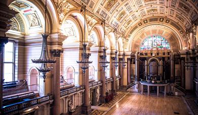 The ornate interior of St Georges Hall